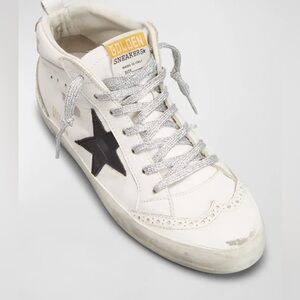 Golden Goose Mid Star Leather Wing-Tip Sneakers Size 39